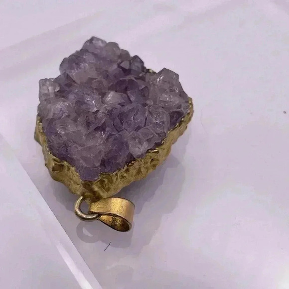 Amethyst Druzy Pendant, ROUGH AMETHYST CRYSTAL - Picture 6 of 9